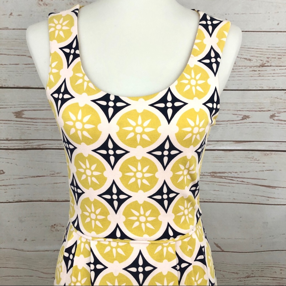 Boden Mod Lemon Print Geometric Print Dress - Picture 2 of 8